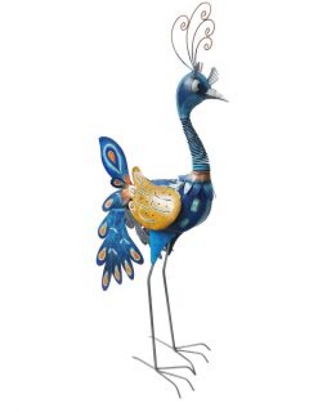 Vogel  Pfau   blau - orange  ca.  98 cm  hoch