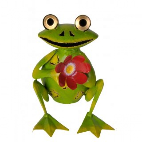 Frosch sitzend mit Blume  ca. 22 cm hoch